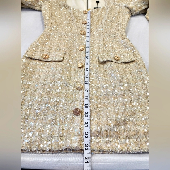 Gianni Bini Women's Cream Tweed Lissy Sequin Long Sleeve Mini Cocktail Dress, 2 - Picture 15 of 16